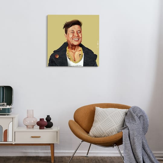Empire Art Direct Hipstory™ 24" x 24" Hip Elon Frameless Free Floating Printed Tempered Glass Wall Art